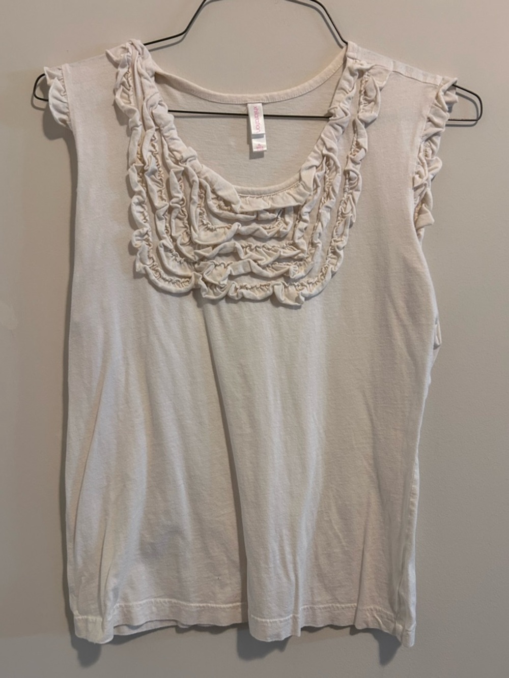 Xhilaration Cream Ruffle Scoop Neck Tank